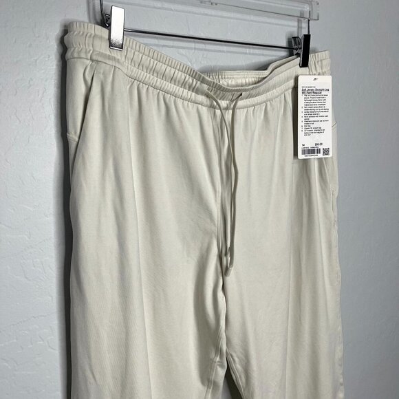 Lululemon Soft Jersey Straight Leg Heathered Bone Light Ivory Stretch Size 14 R - Picture 7 of 12